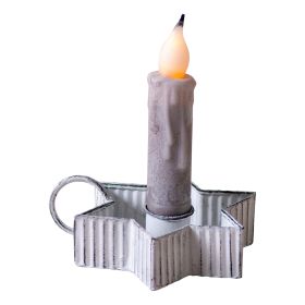 Tin Star Taper Candle Holders in Rustic White Wash - Set of 6