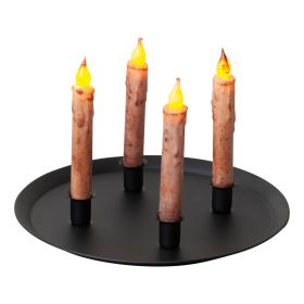 Rustic 4-Candle Holder Tray