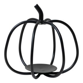 6-Inch Wrought Iron Pumpkin Pillar Candle Holder