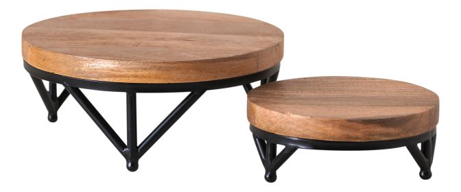 Wrought Iron Riser Set with Wood Top