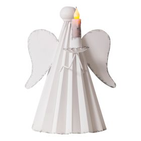 Angel Candle Holder in Rustic White