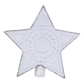 6-Piece Rustic White Punched Tin Star Set: Vintage-Inspired Tree Toppers