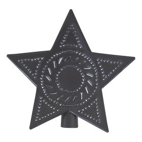 Set of 6 Punched Tin Christmas Tree Toppers – Smokey Black Finish