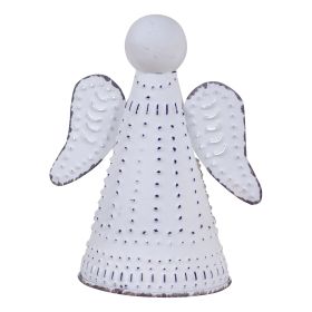 Handcrafted Rustic White Metal Angels – 3-Piece Decorative Set