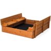 Durable Brown Cedar Children's Complete Seated Bench Sandbox