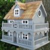 Light Blue Wooden Cottage Bird House