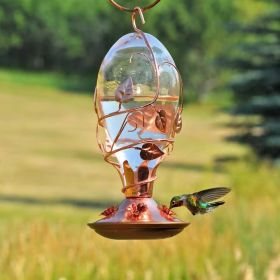 Copper & Glass Hummingbird Feeder