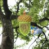 Outdoor Metal Mesh Bird Feeder With Metal Acorn Roof