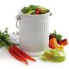 White Ceramic Compost Container With Charcoal Filter To Remove Odors