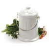White Ceramic Compost Container With Charcoal Filter To Remove Odors