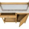 Natural Fir Wood Potting Garden Bench Worktable With Metal Top