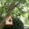Outdoor Solid Wood Bird House With Slatted Roof