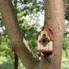 Outdoor Solid Wood Bird House With Slatted Roof