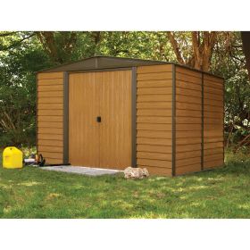 10x12-ft Outdoor Steel Storage Shed With Wood Grain Panels