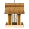 Shingled Roof Wood Garden Bird Feeder With Perch