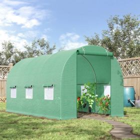 14.5 Ft x 6.3 Ft Outdoor Greenhouse With Green PE Cover & Sturdy Steel Frame