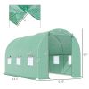 14.5 Ft x 6.3 Ft Outdoor Greenhouse With Green PE Cover & Sturdy Steel Frame