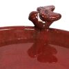 Outdoor Dark Red Ceramic Birdbath In Antique Finish