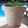 12-Inch Round Poly Resin Planter With Weathered Concrete Look