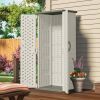 Outdoor 22 Cu. Ft. Vertical Garden Storage Shed Taupe Grey