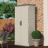 Outdoor 22 Cu. Ft. Vertical Garden Storage Shed Taupe Grey