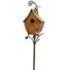 Copper Iron Garden Outdoor Birdhouse With Stake & 3-Prong