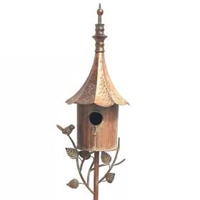 Copper Iron Gramophone Roof Garden Birdhouse With Stake