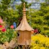 Copper Iron Gramophone Roof Garden Birdhouse With Stake