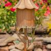 Copper Iron Gramophone Roof Garden Birdhouse With Stake