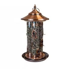 Copper Bird Feeder With 3 Tubes & 9 Feeding Ports