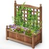 Tall Fir Wood Outdoor Planter With 30-inch Trellis