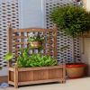 Tall Fir Wood Outdoor Planter With 30-inch Trellis