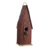 Outdoor Garden Brown Solid Wood & Iron Bird House