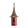 Red Metal Birdhouse With Copper Bronze Finish