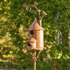 Iron Copper Metal Birdhouse With Pole & Stake