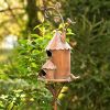 Iron Copper Metal Birdhouse With Pole & Stake