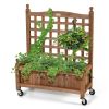 Mobile Fir Wood Raised Garden Bed With Trellis