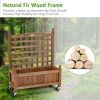 Mobile Fir Wood Raised Garden Bed With Trellis