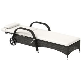 Outdoor Chaise Lounge - Adjustable 5-Level Rattan Pool Chair With Headrest