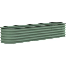 7.9' x 2' x 1.4' Galvanized Raised Garden Bed Kit, Metal Planter Box with Safety Edging, Green