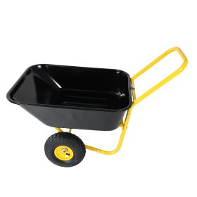 Two-wheeled Barrow, Garden Cart, 10-inch Pneumatic Wheels Yellow  Black