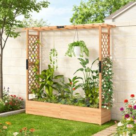 Wooden Planter Box With Trellis, Hanging Roof And Drainage Holes For Climbing Plants, Vegetables, Herbs And Flowers, Tikt0k Sales Prohibited