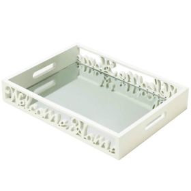 Accent Plus Welcome Home Mirrored Wood Tray