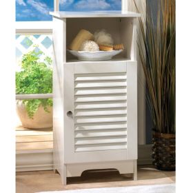 Accent Plus White Slatted Cabinet with Shelf