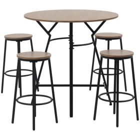 5-Piece Bar Table and Chairs Set, Space Saving Dining Table & 4 Stools
