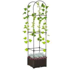 Raised Garden Bed with Trellis, Self-Watering Planter Box, 69.7" Tomato Planters for Climbing Plants Vegetable Vine Flowers