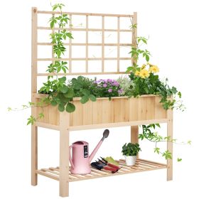47'' Wooden Raised Garden Bed With Trellis & Storage Shelf – Countryside