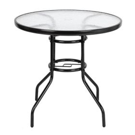 Outdoor Dining Table Round Toughened Glass Table Yard Garden Glass Table(SAME AS 93152635)