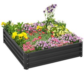 Galvanized Raised Garden Bed, 4' x 4' x 1' Metal Planter Box, for Growing Vegetables, Flowers, Herbs, Succulents, Gray