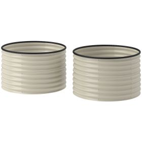 Set of 2 Raised Garden Bed, Metal Planter Box with Safety Edging, Easy-to-assemble Stock Tank, Cream White